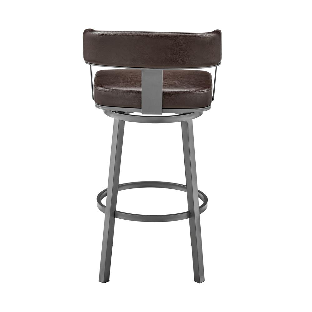 Lorin 26" Counter Height Swivel Bar Stool in Java Brown Finish and Chocolate Faux Leather. Picture 5