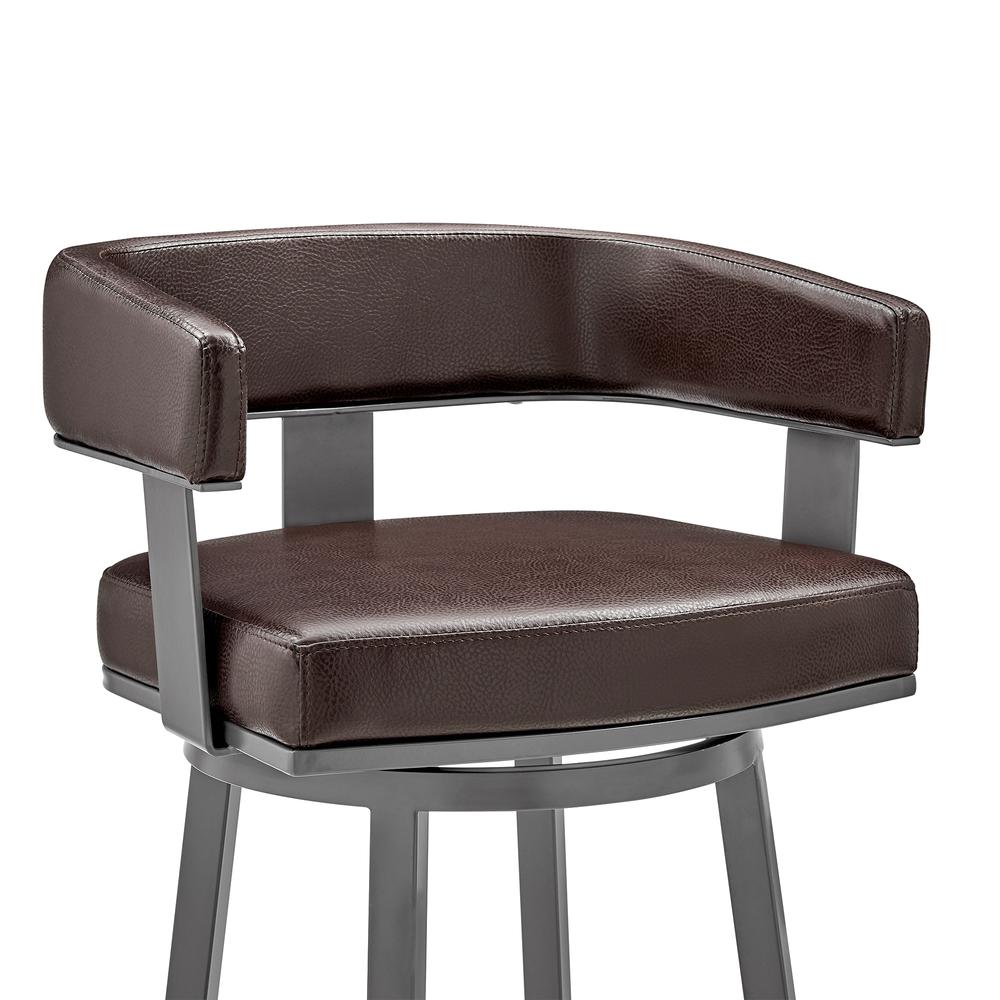 Lorin 26" Counter Height Swivel Bar Stool in Java Brown Finish and Chocolate Faux Leather. Picture 6