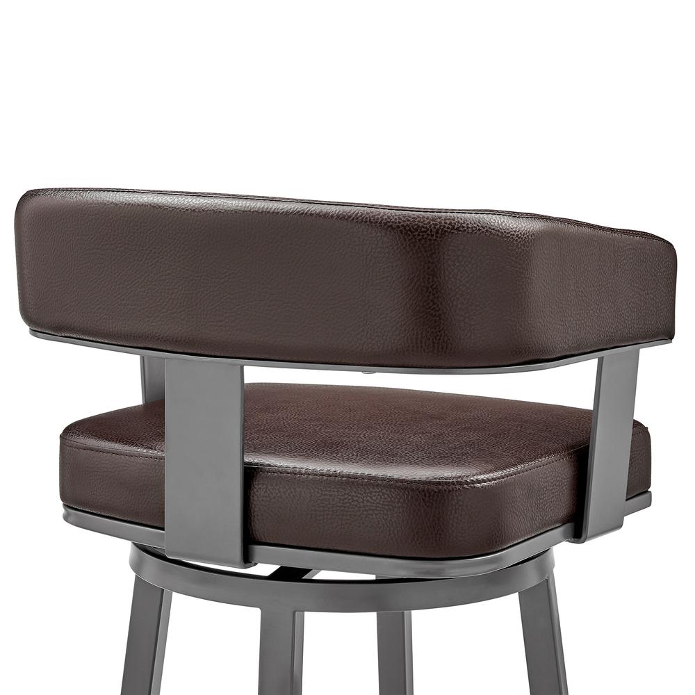 Lorin 26" Counter Height Swivel Bar Stool in Java Brown Finish and Chocolate Faux Leather. Picture 7