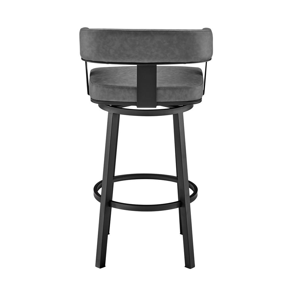 Lorin 26" Counter Height Swivel Bar Stool in Black Finish and Gray Faux Leather. Picture 5