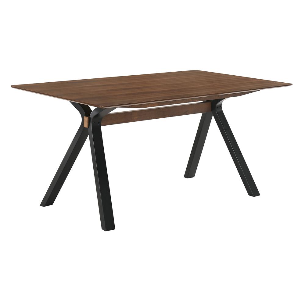 Laredo 63" Mid-Century Modern Walnut Wood Dining Table with Black Legs. Picture 1