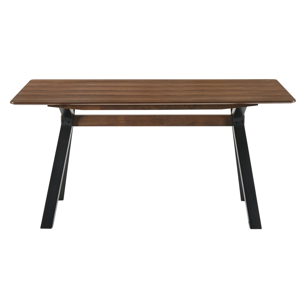 Laredo 63" Mid-Century Modern Walnut Wood Dining Table with Black Legs. Picture 2