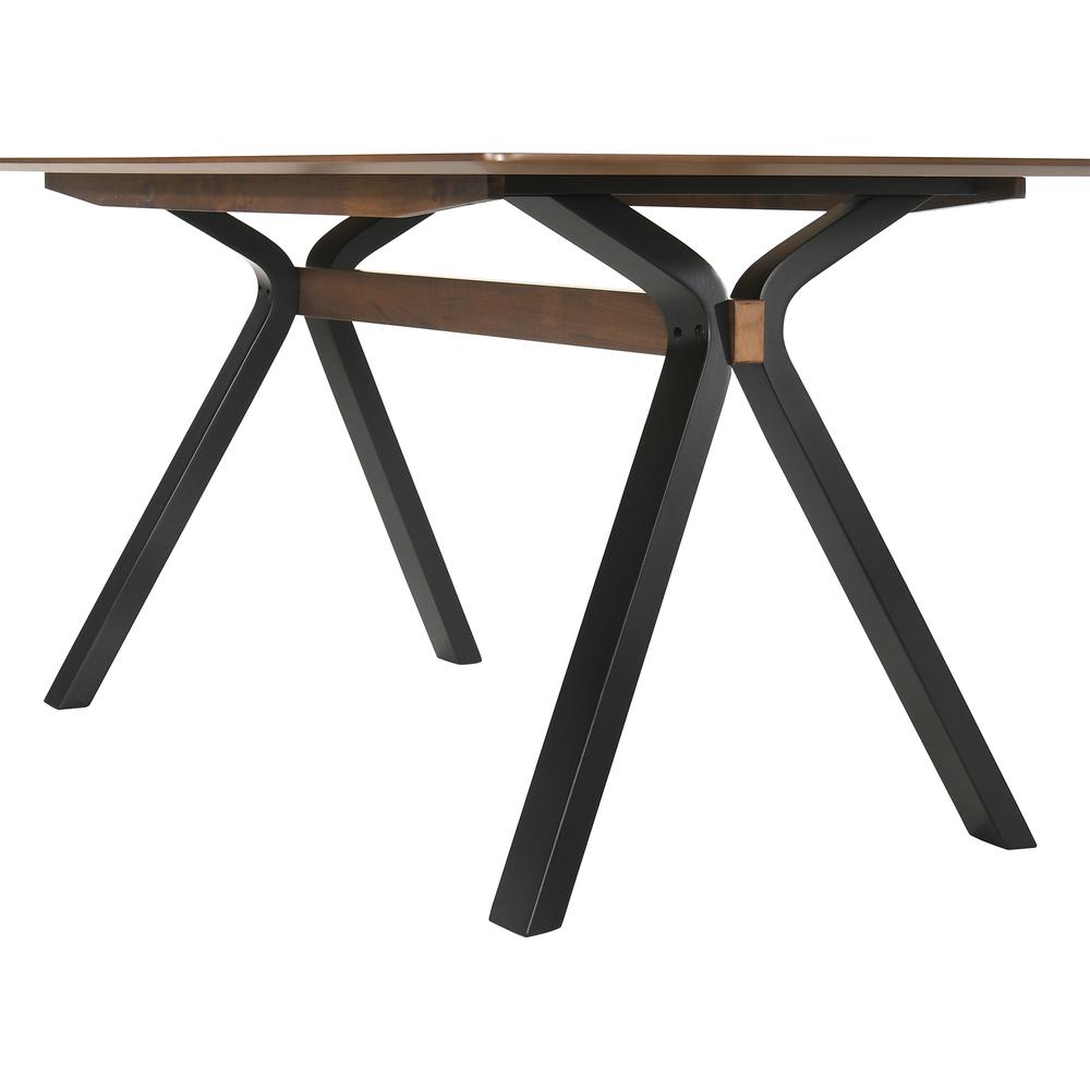 Laredo 63" Mid-Century Modern Walnut Wood Dining Table with Black Legs. Picture 4