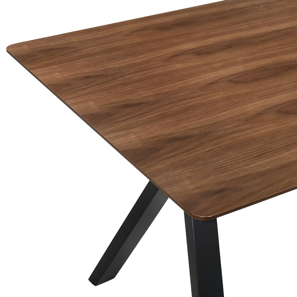 Laredo 63" Mid-Century Modern Walnut Wood Dining Table with Black Legs. Picture 5