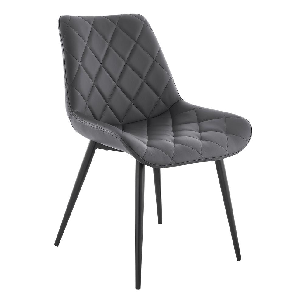 Loralie Gray Faux Leather and Black Metal Dining Chairs - Set of 2. Picture 2