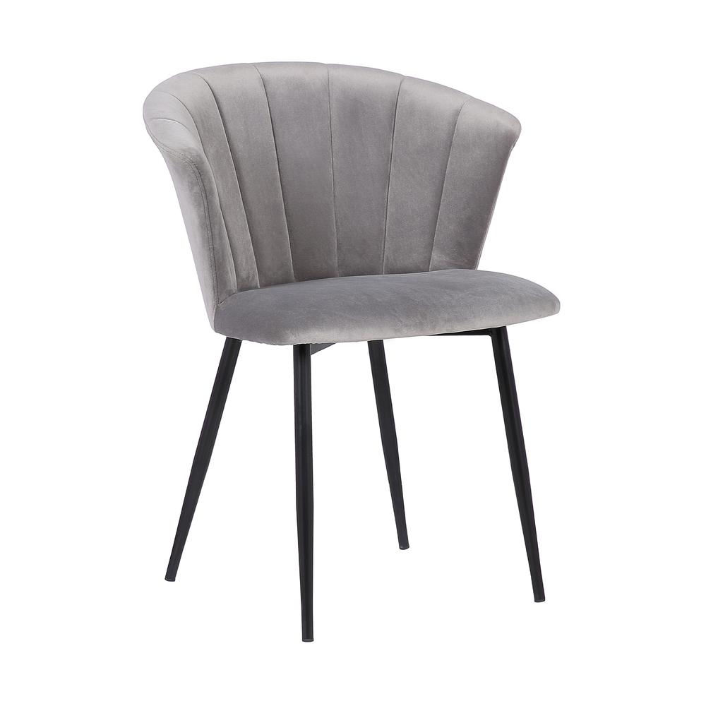 Lulu Contemporary Dining Chair in Black Powder Coated Finish and Grey Velvet. Picture 1