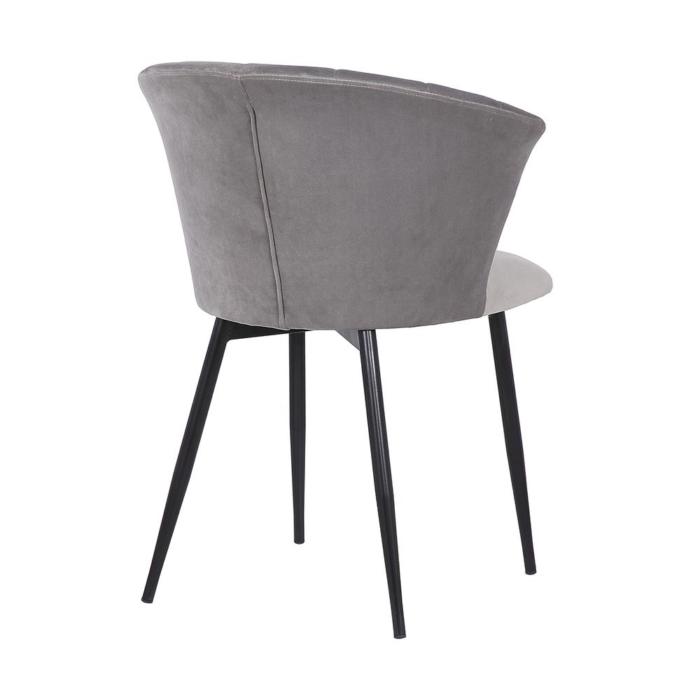Lulu Contemporary Dining Chair in Black Powder Coated Finish and Grey Velvet. Picture 4
