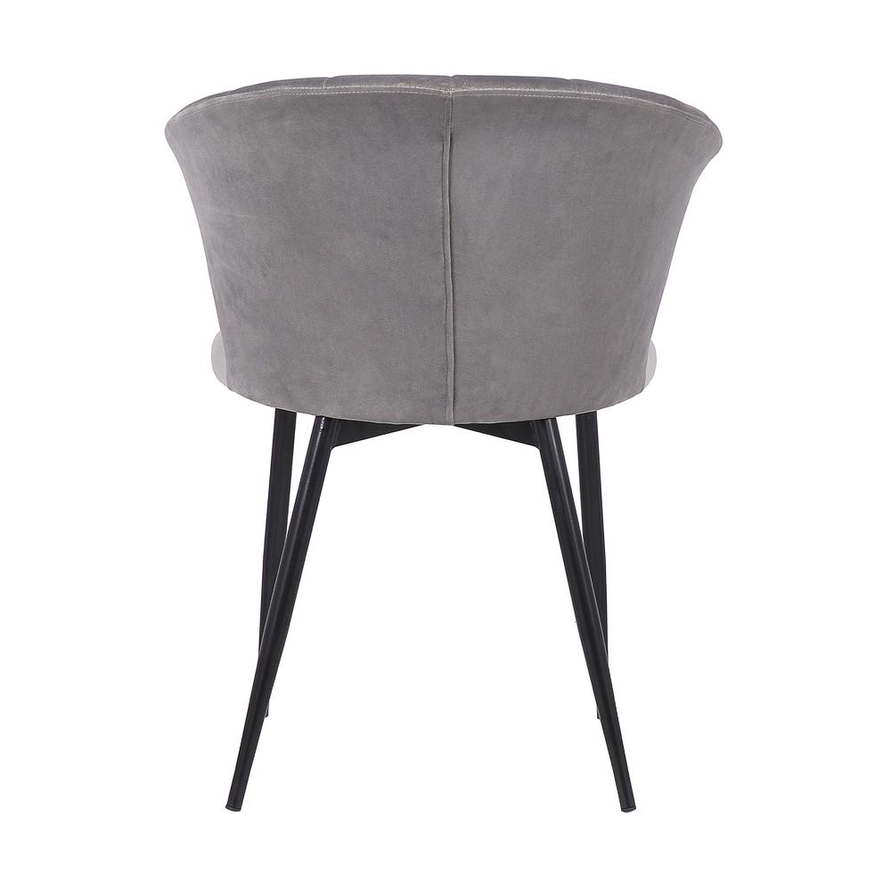 Lulu Contemporary Dining Chair in Black Powder Coated Finish and Grey Velvet. Picture 5