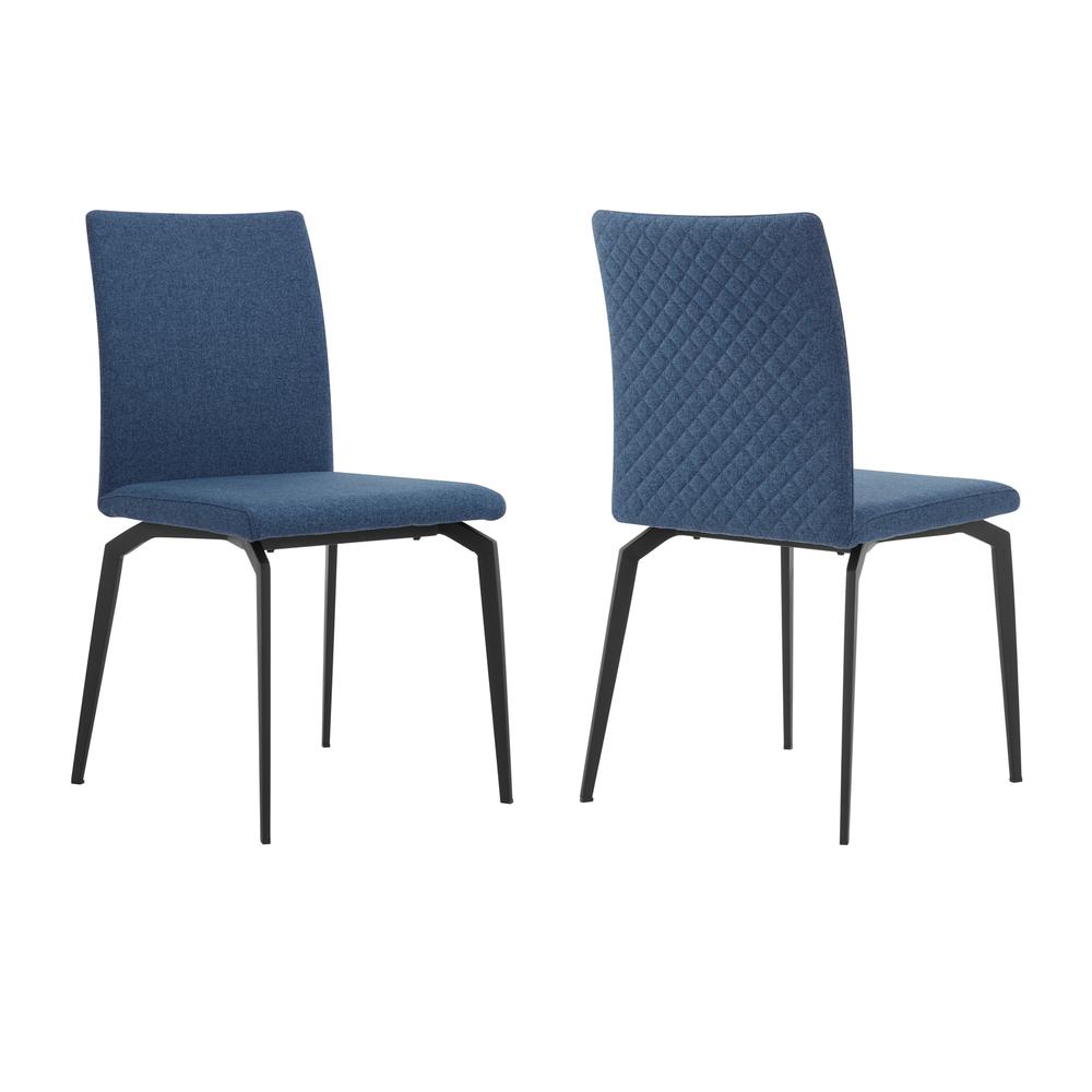 Lyon Blue Fabric and Metal Dining Room Chairs - Set of 2. Picture 1