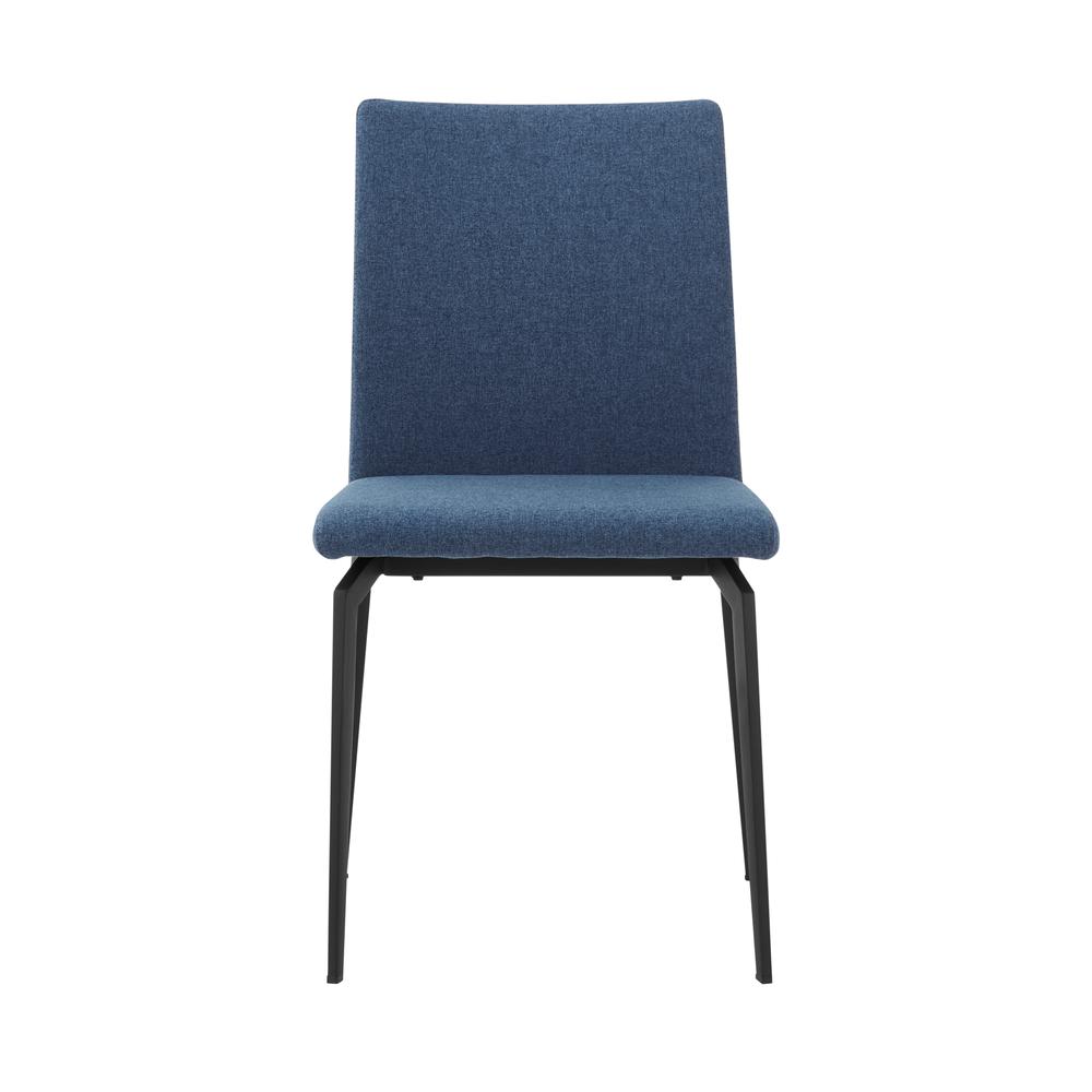 Lyon Blue Fabric and Metal Dining Room Chairs - Set of 2. Picture 2