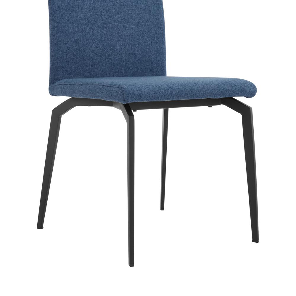 Lyon Blue Fabric and Metal Dining Room Chairs - Set of 2. Picture 4
