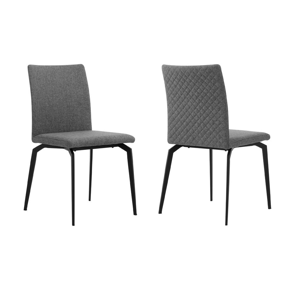 Lyon Gray Fabric and Metal Dining Room Chairs - Set of 2. Picture 1