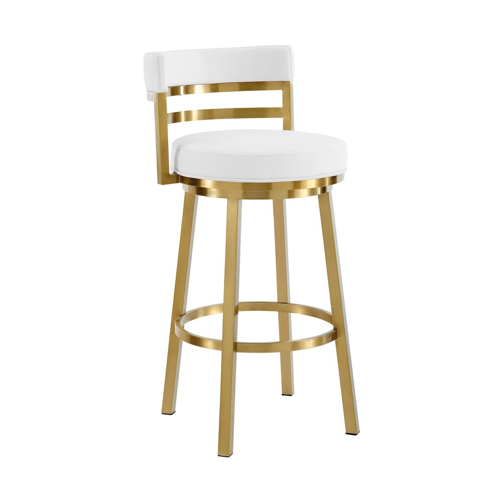 Madrid 26" Swivel Counter Stool in Gold Brushed Stainless Steel. Picture 1