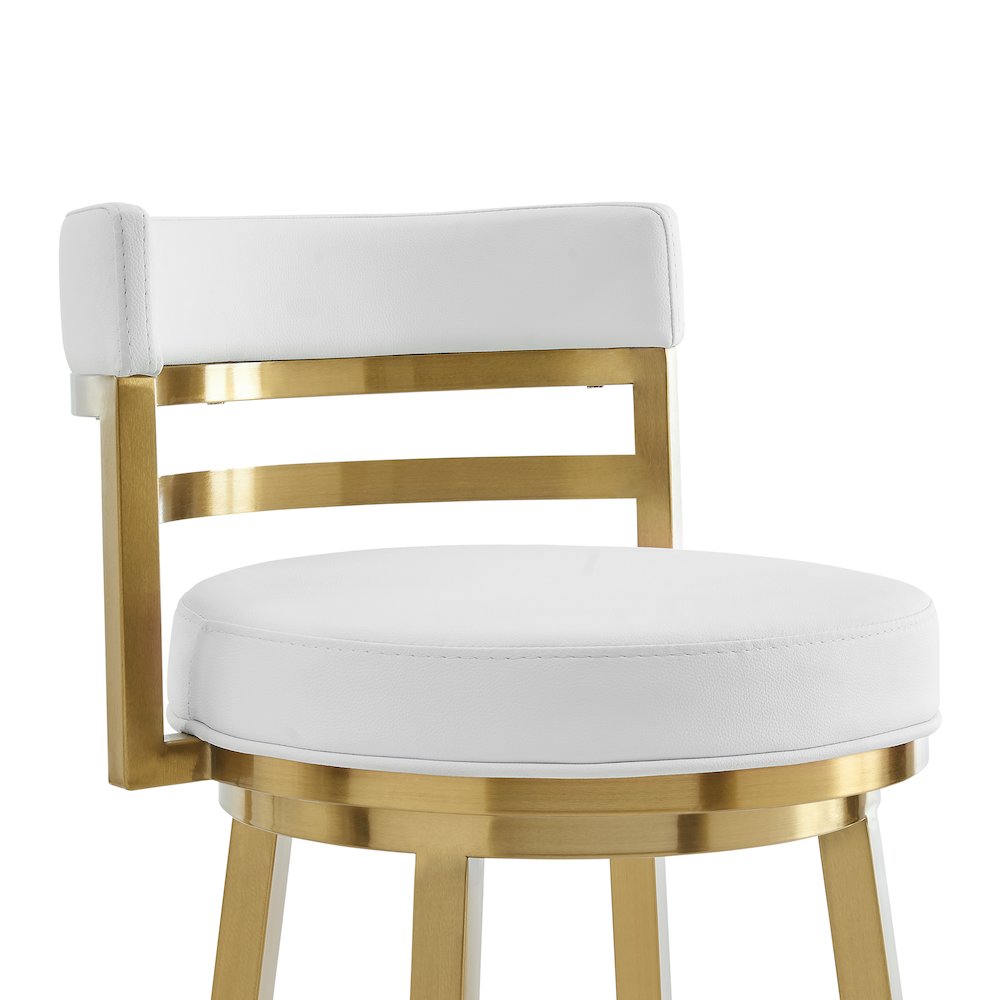 Madrid 26" Swivel Counter Stool in Gold Brushed Stainless Steel. Picture 4