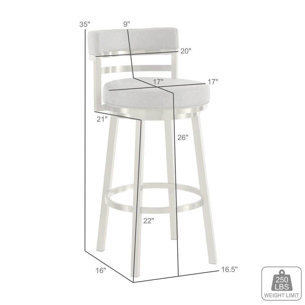 Madrid 26" Swivel Counter Stool in Gold Brushed Stainless Steel. Picture 9