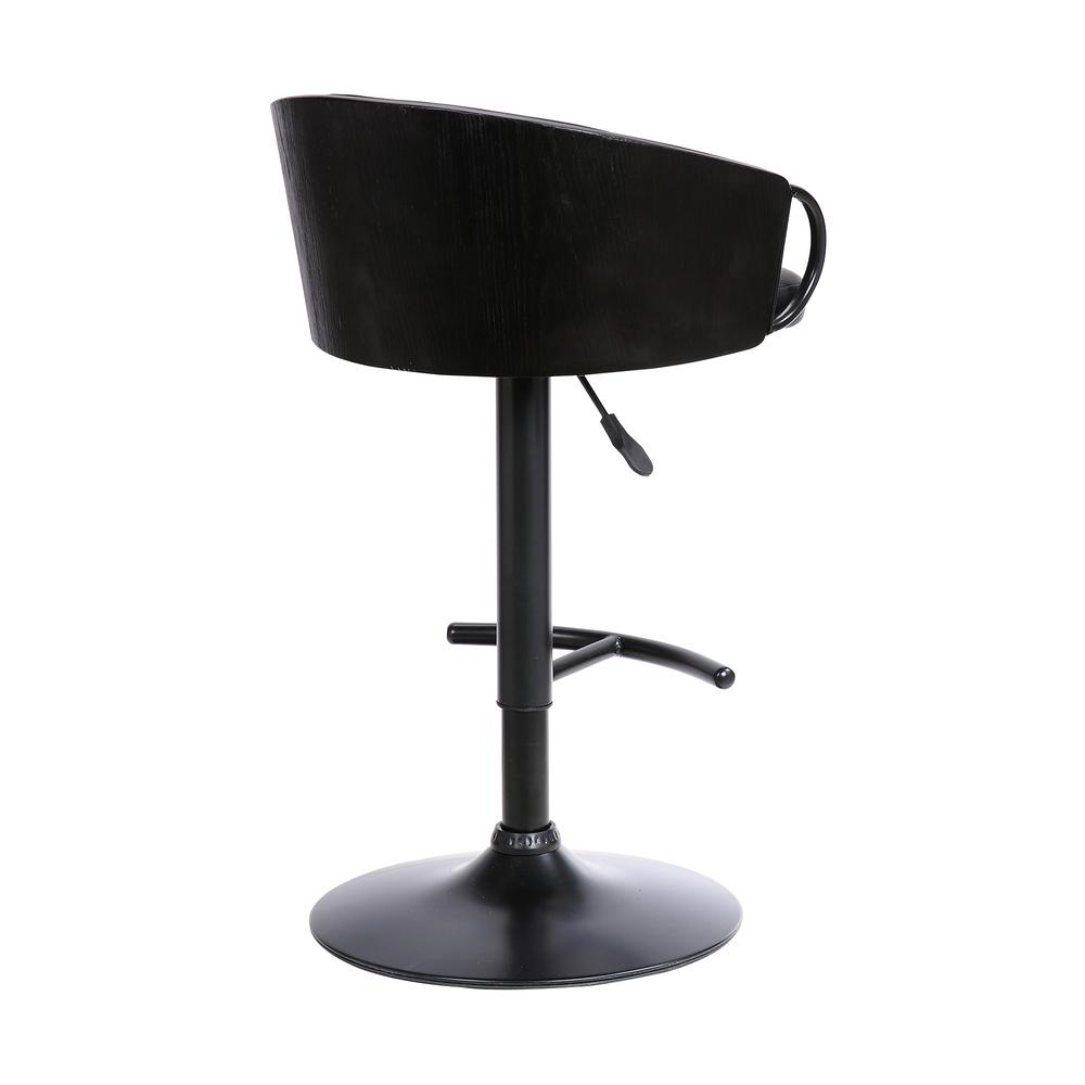 Montego Adjustable Black Faux Leather Swivel Barstool in Black Powder Coated Finish. Picture 4