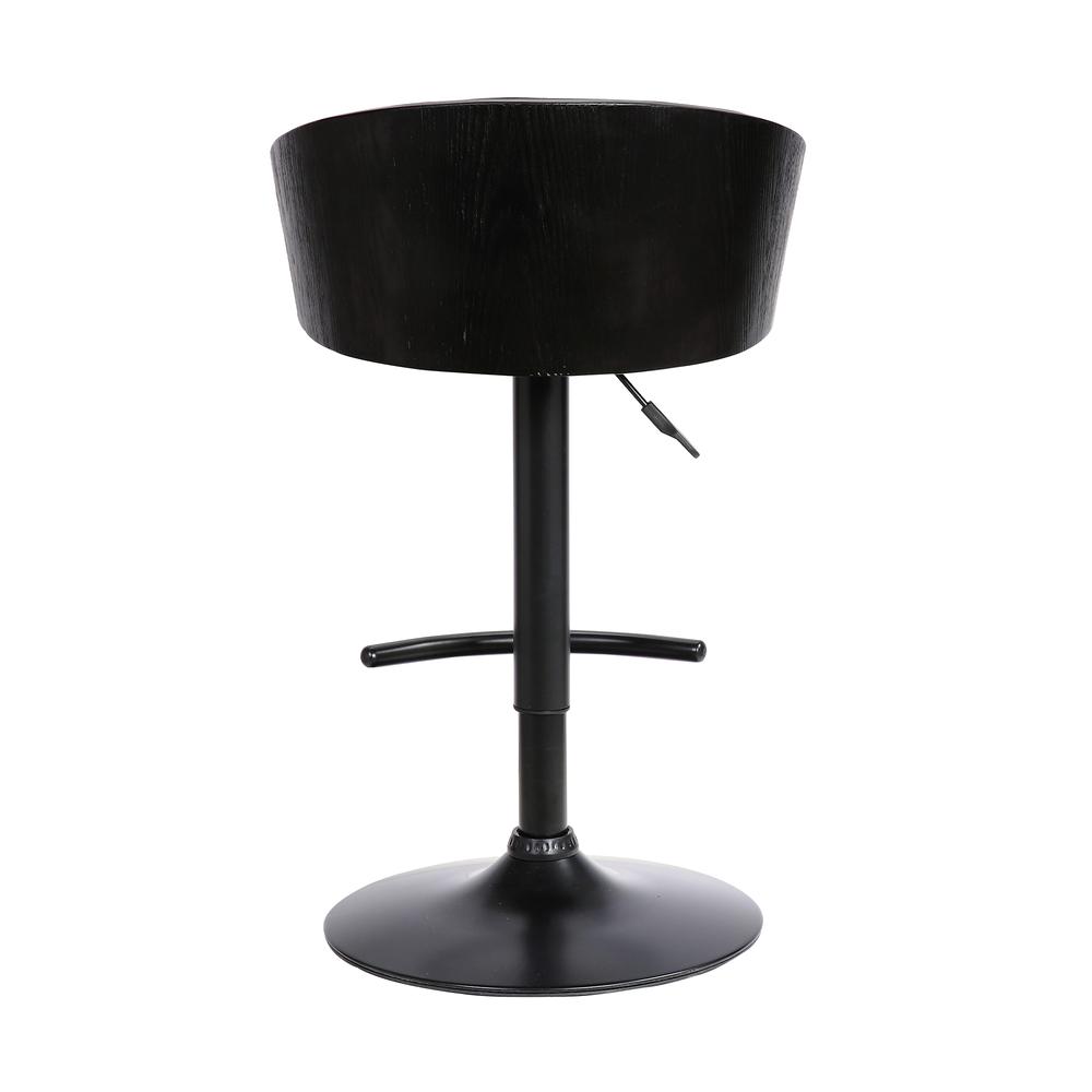 Montego Adjustable Black Faux Leather Swivel Barstool in Black Powder Coated Finish. Picture 5