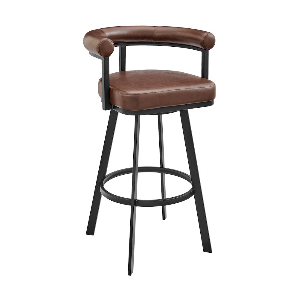 Magnolia Swivel Counter or Bar Stool in Faux Leather and Metal. Picture 1