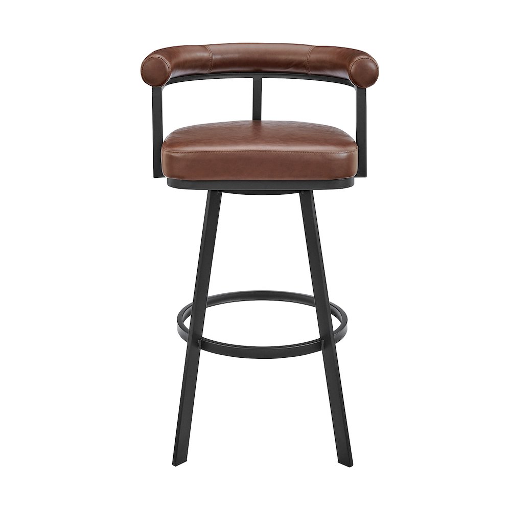 Magnolia Swivel Counter or Bar Stool in Faux Leather and Metal. Picture 2