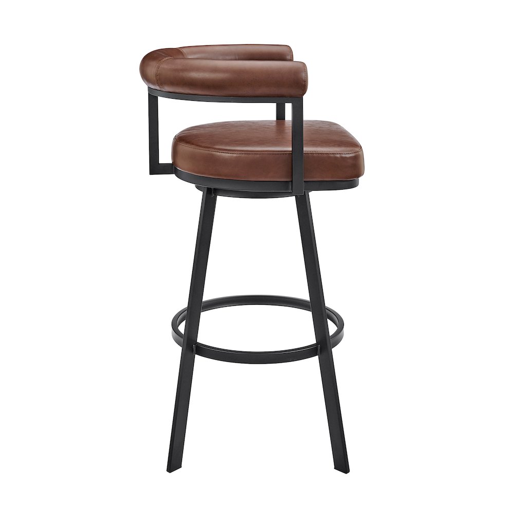 Magnolia Swivel Counter or Bar Stool in Faux Leather and Metal. Picture 3