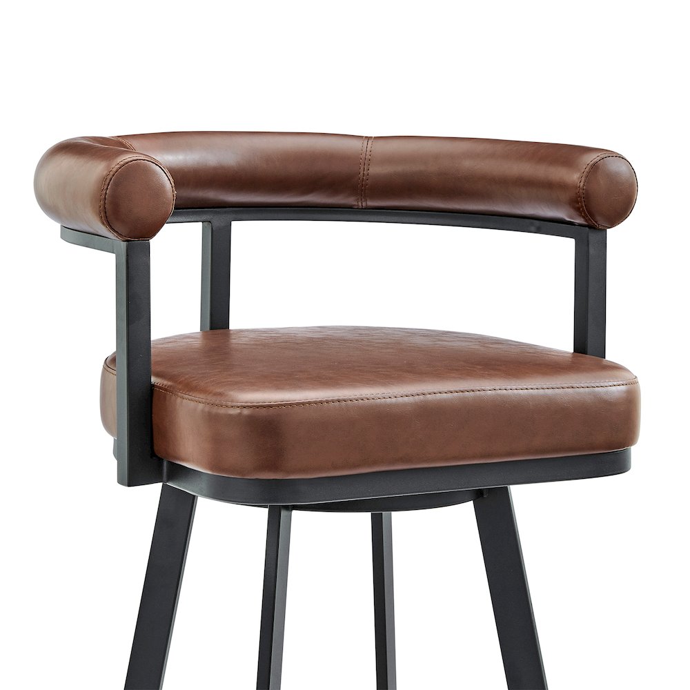 Magnolia Swivel Counter or Bar Stool in Faux Leather and Metal. Picture 6