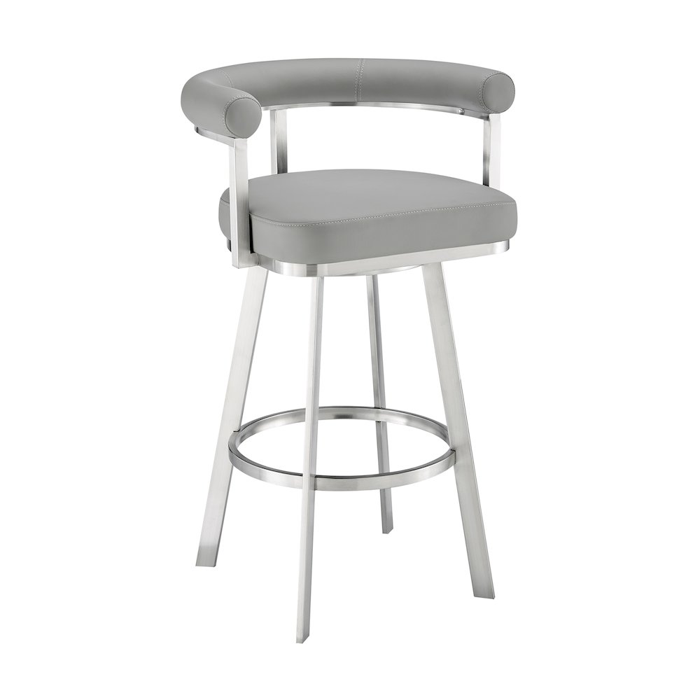 Magnolia Swivel Counter or Bar Stool in Faux Leather and Metal. Picture 1