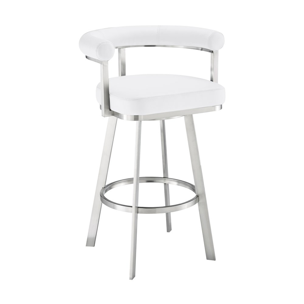 Magnolia Swivel Counter or Bar Stool in Faux Leather and Metal. Picture 1