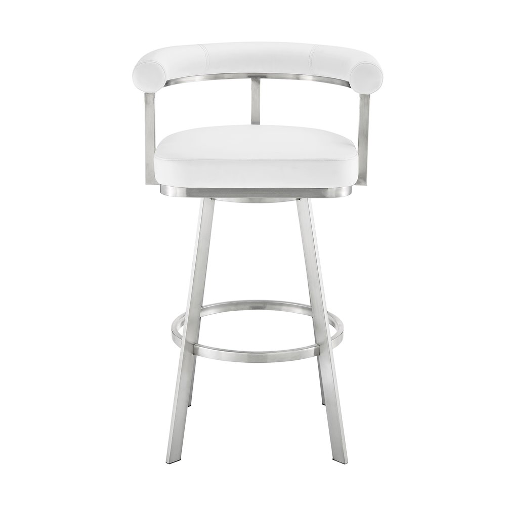 Magnolia Swivel Counter or Bar Stool in Faux Leather and Metal. Picture 2