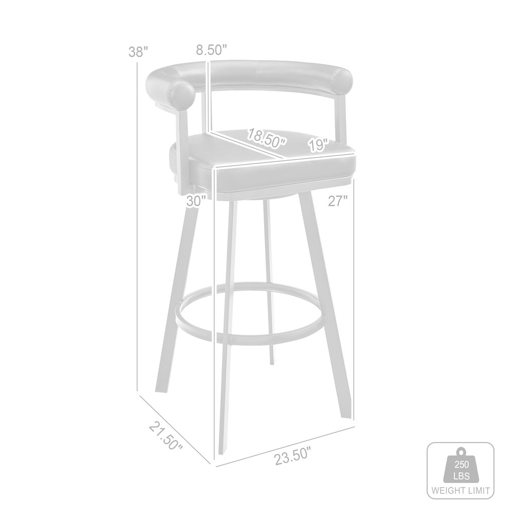 Magnolia Swivel Counter or Bar Stool in Faux Leather and Metal. Picture 9