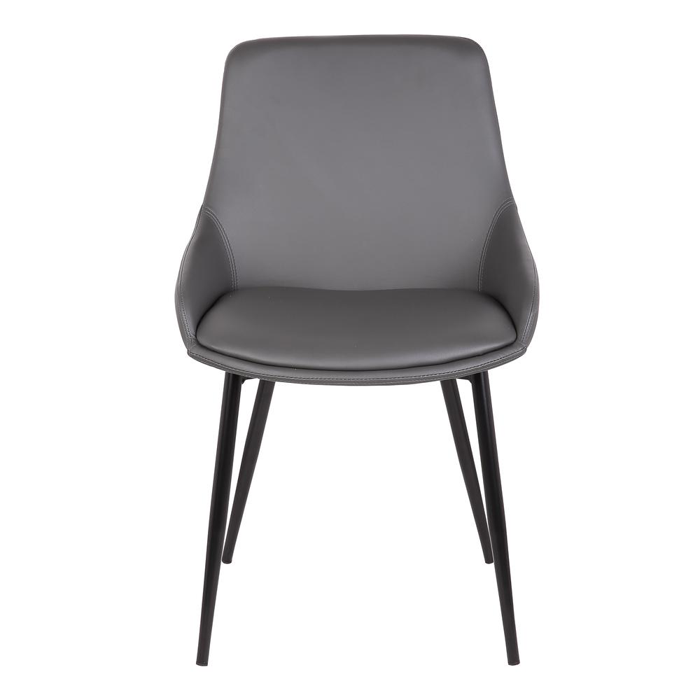 Armen Living Mia Contemporary Dining Chair in Gray Faux Leather with Black Powder Coated Metal Legs. Picture 2