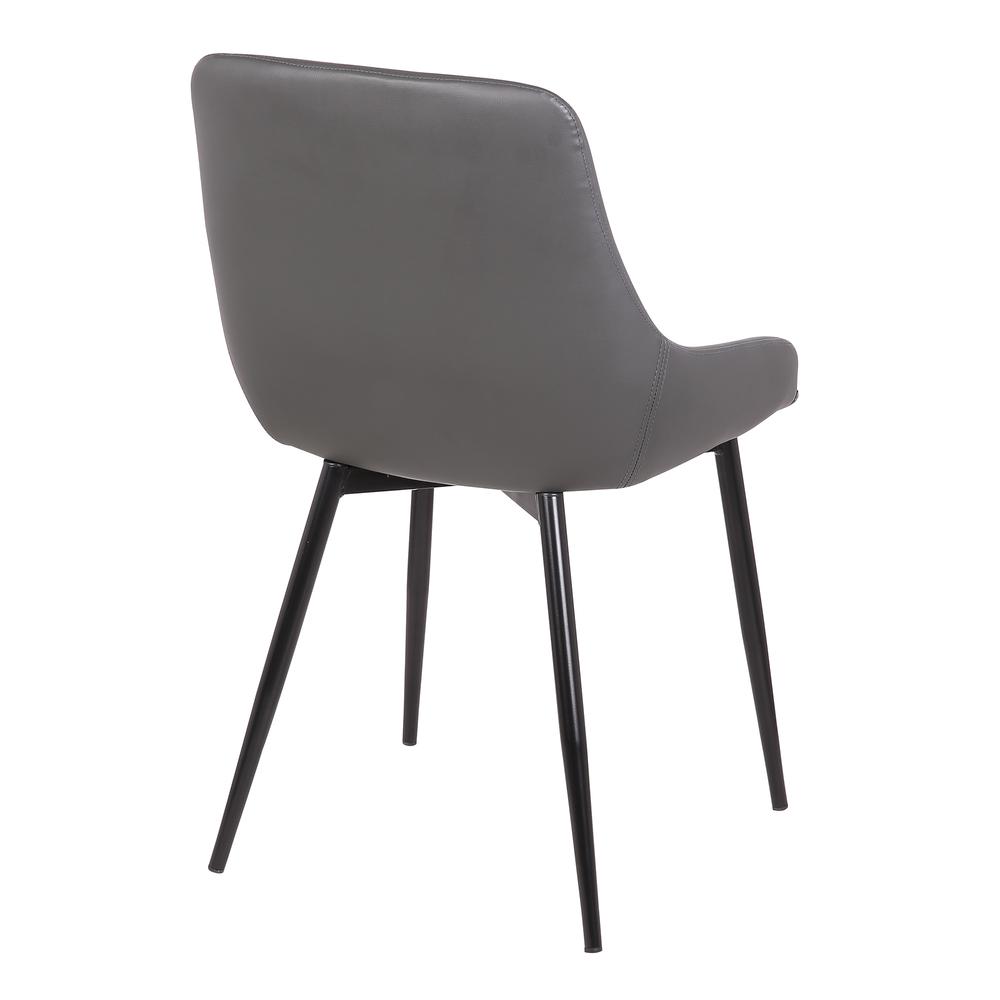 Armen Living Mia Contemporary Dining Chair in Gray Faux Leather with Black Powder Coated Metal Legs. Picture 3
