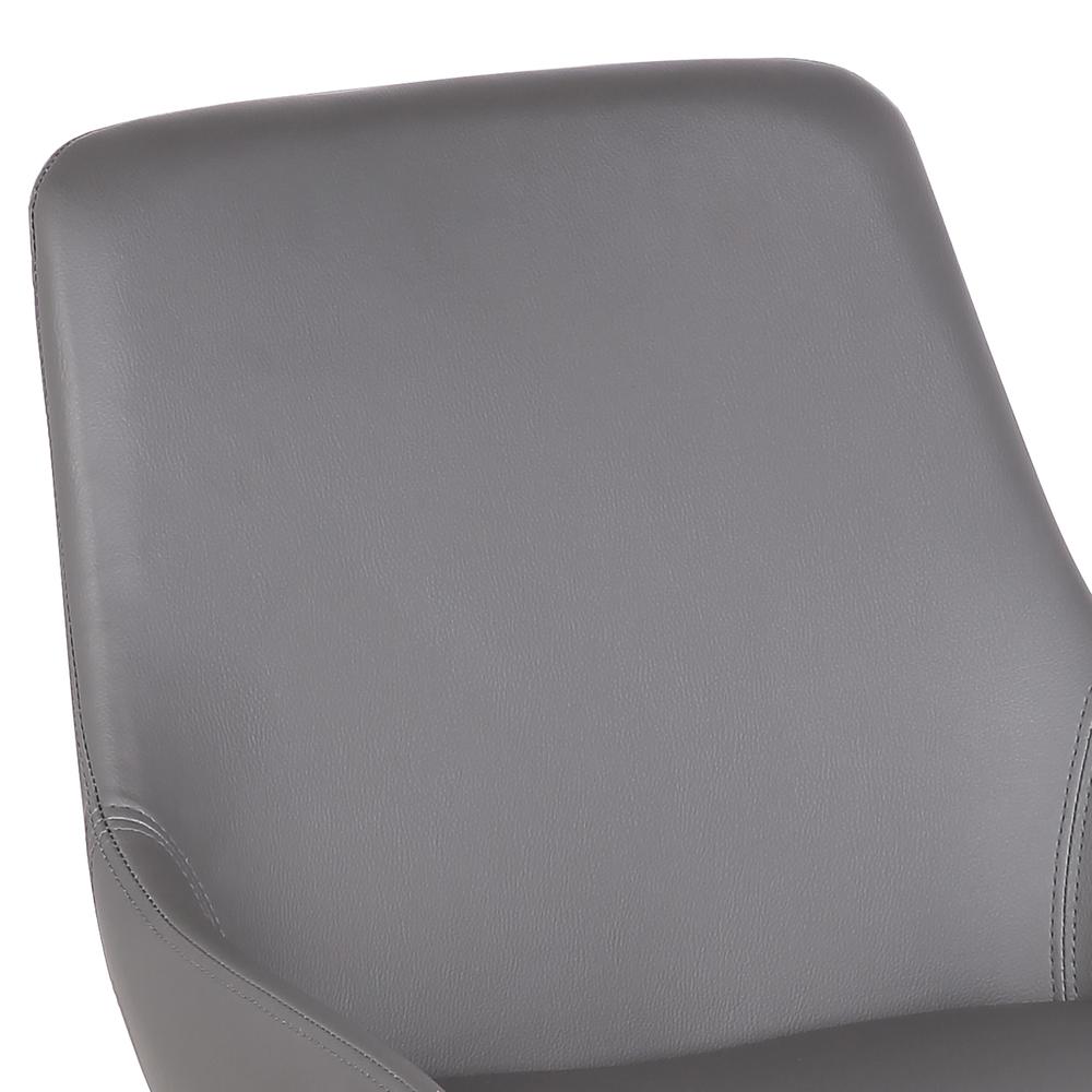 Armen Living Mia Contemporary Dining Chair in Gray Faux Leather with Black Powder Coated Metal Legs. Picture 4