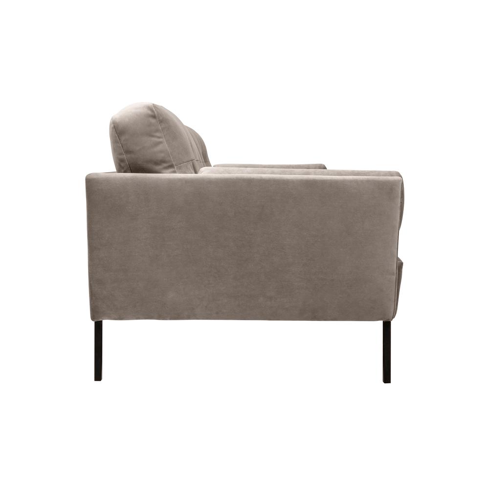 Michalina 84" Fossil Gray Velvet Sofa with Black Metal Legs. Picture 3