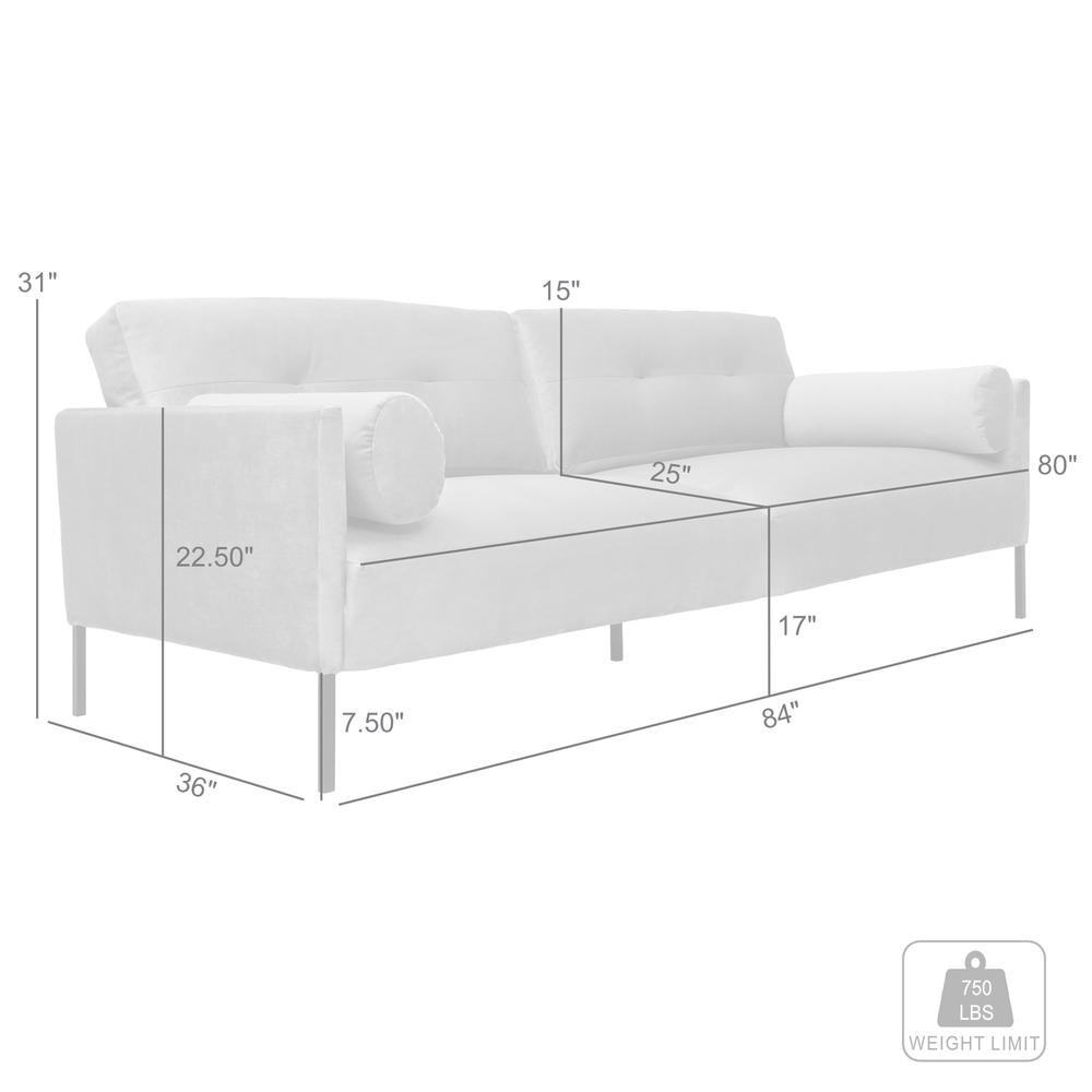 Michalina 84" Fossil Gray Velvet Sofa with Black Metal Legs. Picture 8