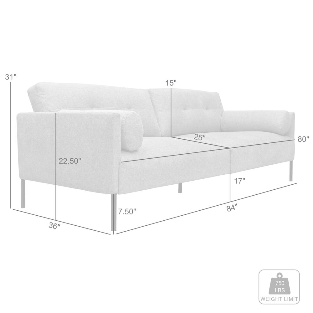 Michalina 84" Gray Fabric Sofa with Black Metal Legs. Picture 8