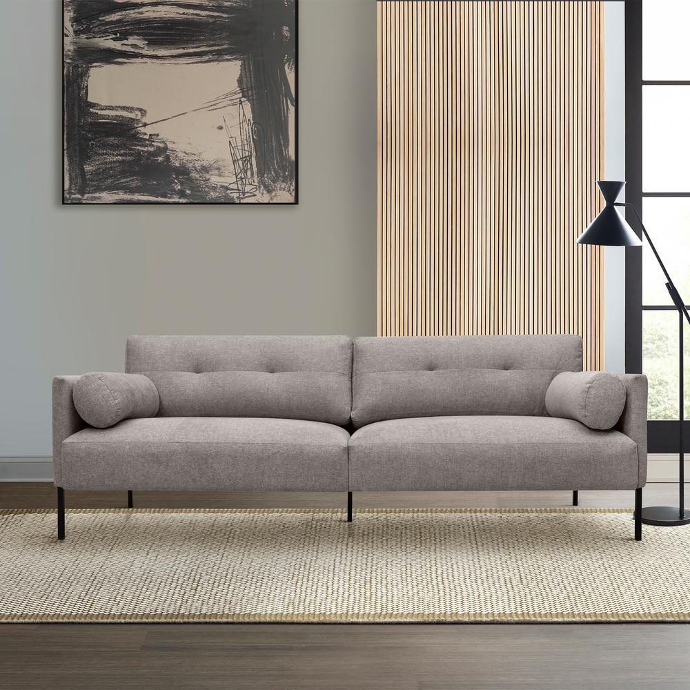 Michalina 84" Gray Fabric Sofa with Black Metal Legs. Picture 9