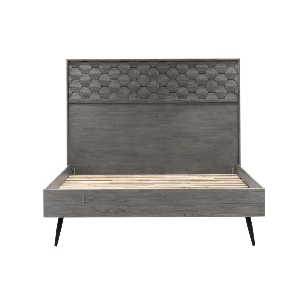 Makena Queen Platform Bed Frame in Grey Acacia Wood. Picture 1