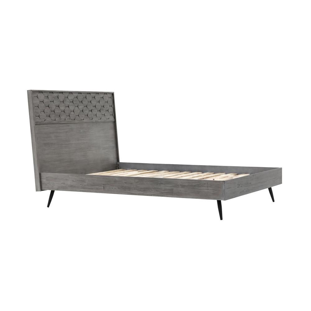 Makena Queen Platform Bed Frame in Grey Acacia Wood. Picture 2