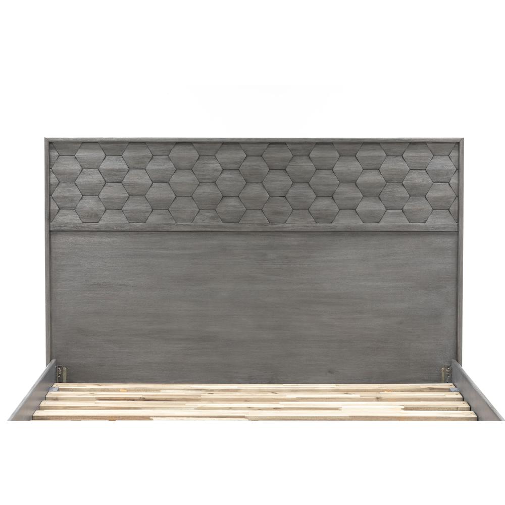 Makena Queen Platform Bed Frame in Grey Acacia Wood. Picture 4