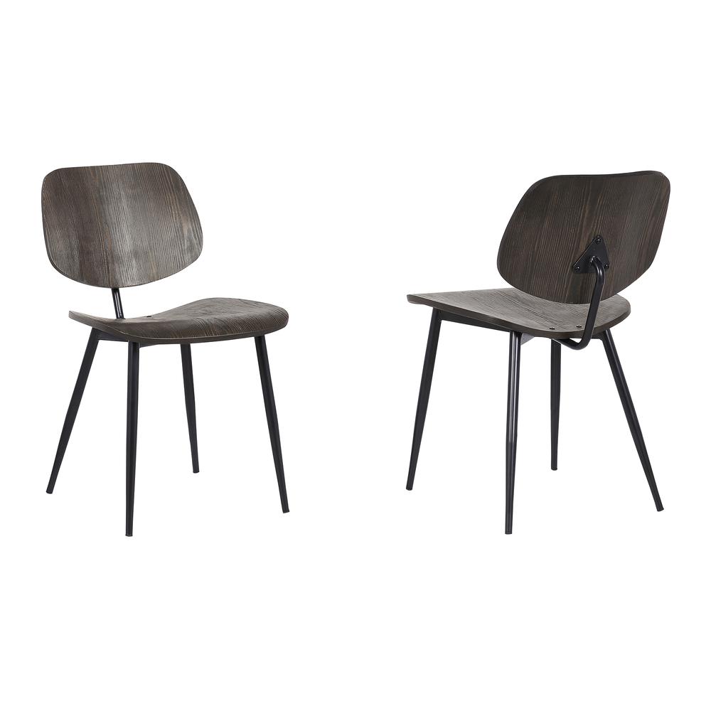 Miki Mid-Century Black Wood Dining Accent Chairs (Set of 2). Picture 1