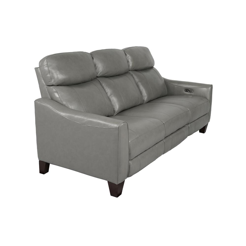 Milos 83" Zero Gravity Power Reclining Sofa in Light Gray Leather. Picture 2