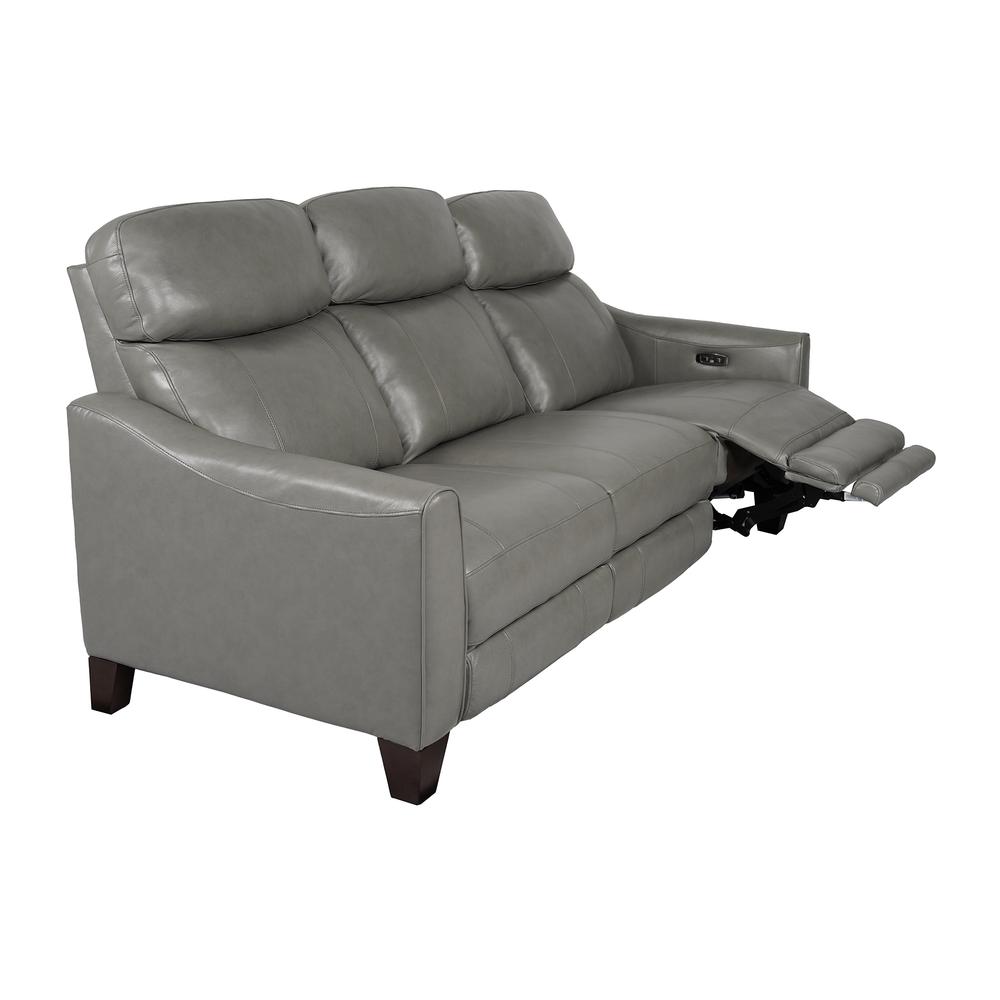 Milos 83" Zero Gravity Power Reclining Sofa in Light Gray Leather. Picture 3