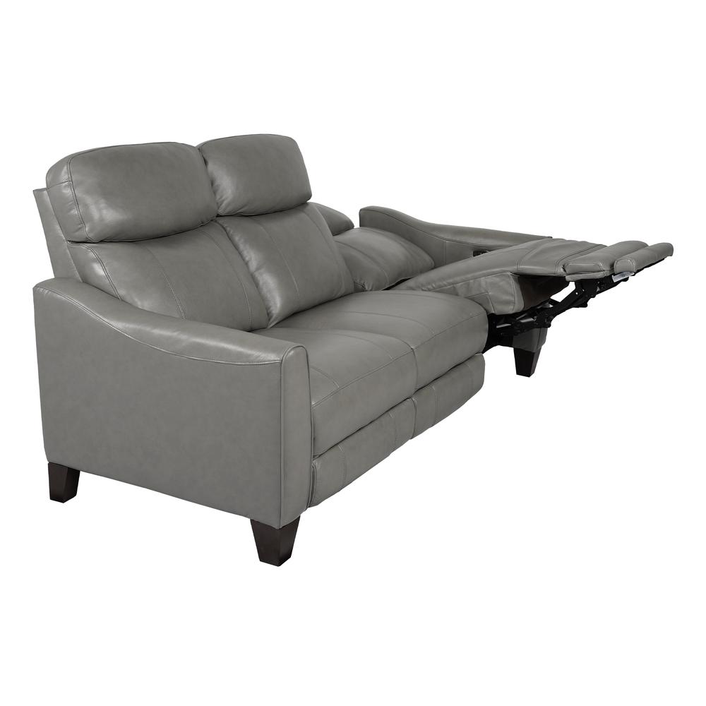 Milos 83" Zero Gravity Power Reclining Sofa in Light Gray Leather. Picture 4