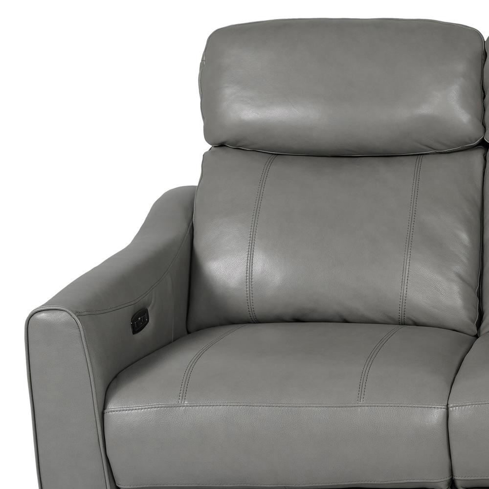 Milos 83" Zero Gravity Power Reclining Sofa in Light Gray Leather. Picture 7
