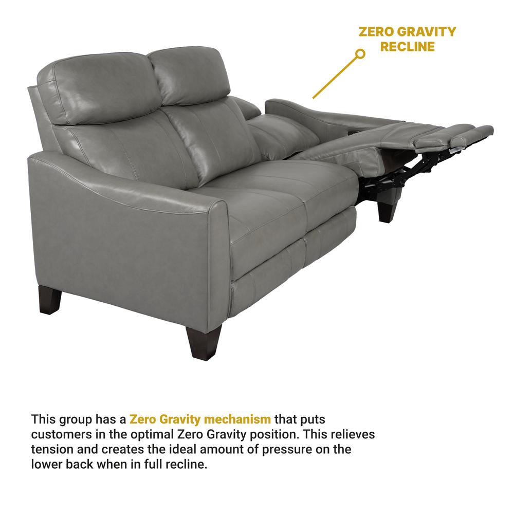 Milos 83" Zero Gravity Power Reclining Sofa in Light Gray Leather. Picture 11