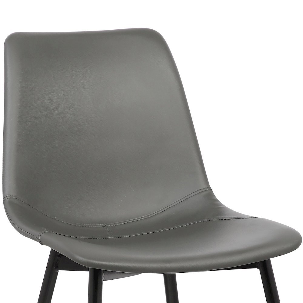 Gray Faux Leather Dining Chair with Black Powder-Coated Metal Legs. Picture 2