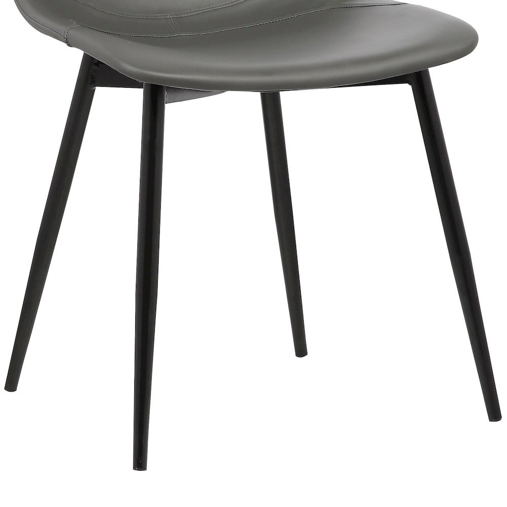 Gray Faux Leather Dining Chair with Black Powder-Coated Metal Legs. Picture 3