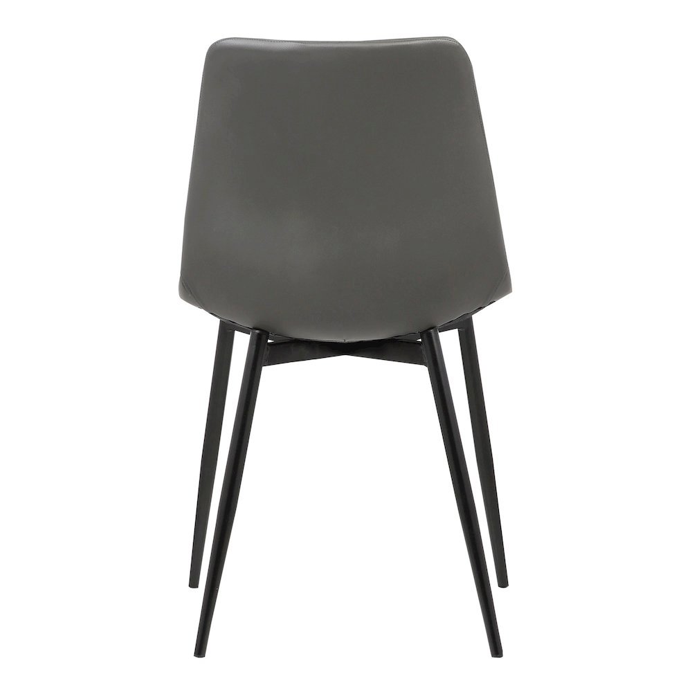 Gray Faux Leather Dining Chair with Black Powder-Coated Metal Legs. Picture 4
