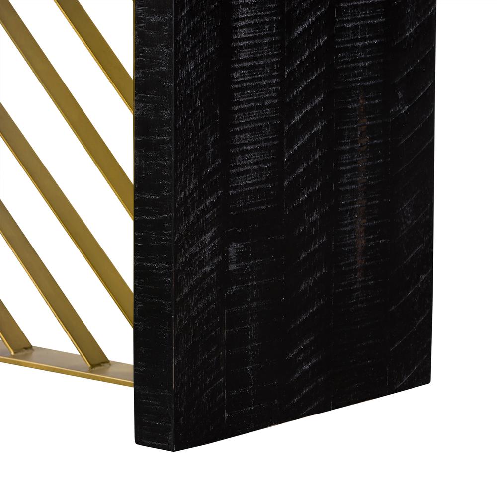 Monaco Black Wood Console Table with Antique Brass Accent, Black Red-Shiny Wooden. Picture 3