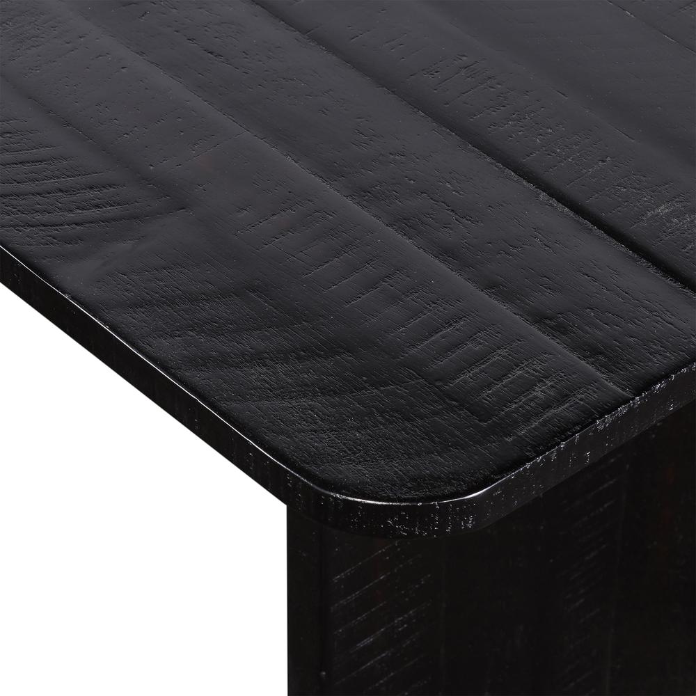 Monaco Black Wood Console Table with Antique Brass Accent, Black Red-Shiny Wooden. Picture 4